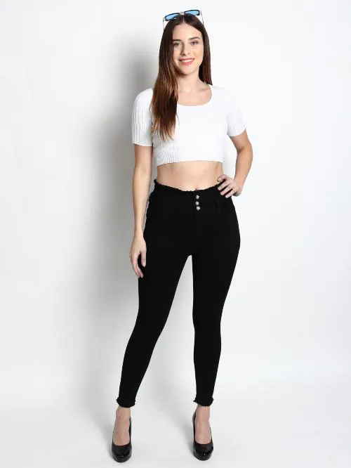 HOLY CHIC PRESENTS BLAST STRAIGHT JEANS FOR 3 BUTTON BLACK COLOR FOR WOMAN AND GIRLS