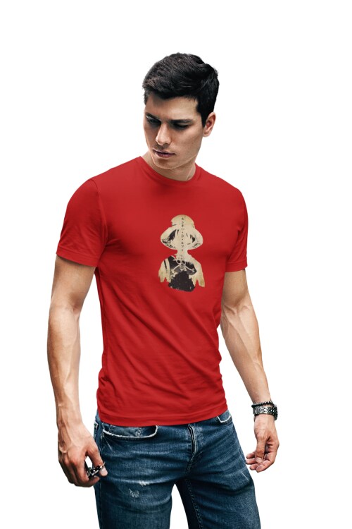 Red - Large Luffy One Piece T shirt For Men TeesTheDay