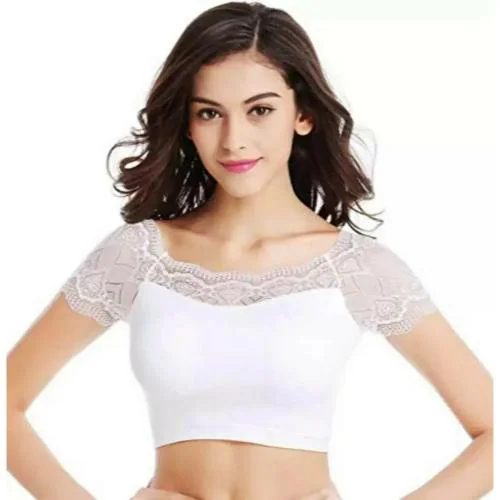 Women Bralette Lightly Padded Blouse ( White )