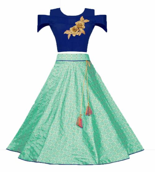 Bollylounge Girl's Ethnic Wear Bamboo Silk Readymade Lehenga Choli