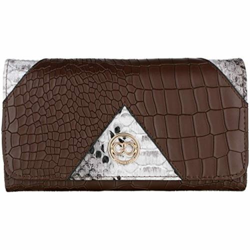 Gio Collection Brown and White PU Material Women's Wallet (GBQ0121TAN)