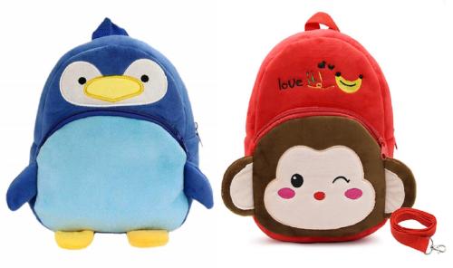 Kiddiewink Soft Plush Cartoon School Backpack Bag For Kids (2 to 6 Years) Pack of 2