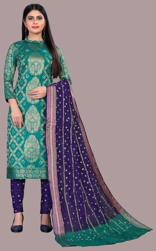 Mizzific Women's Cotton Blend Bandhani Tie And Dye Traditional Dress Material