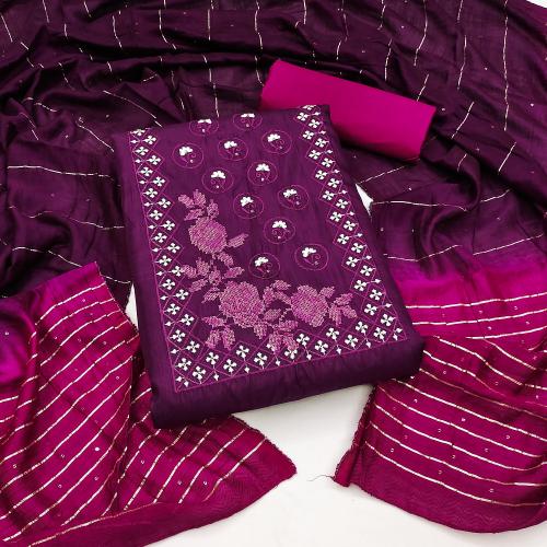 Pandadi Saree Coco Silks Top with Cotton Bottom and Jari Sequin Dupatta Set