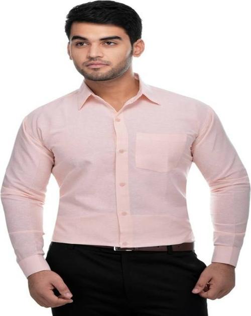 DESHBANDHU KHADI Men Solid Formal Peach Shirt (44)