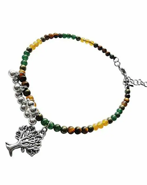 Shubhanjali store Citrine, Pyrite, Tiger Eye and Green Aventurine Contemporary Wealth Anklet Unisex