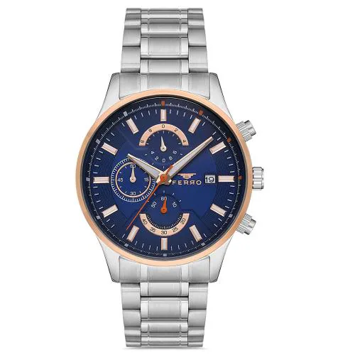 Ferro Chronograph Blue Round Dial Men's Watch - FM31915A-E