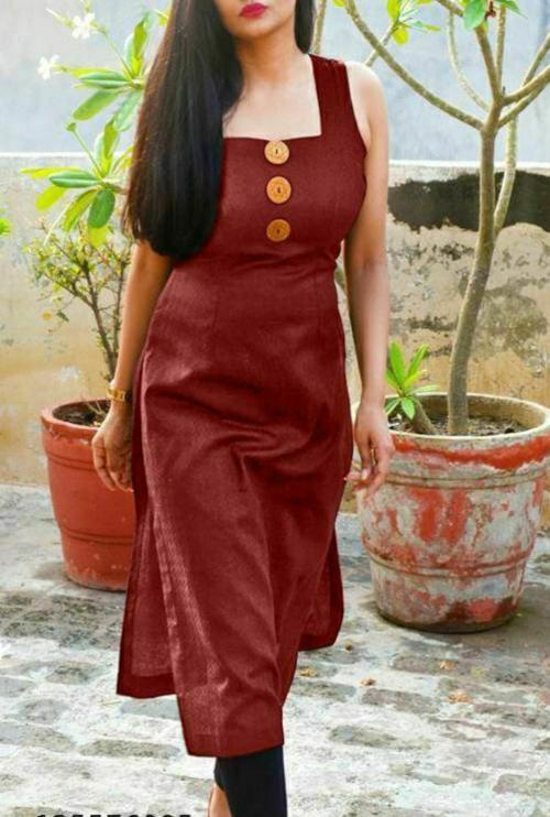 CBDI CREATION Women Designer Stylish Button Kurti(Maroon)(M)