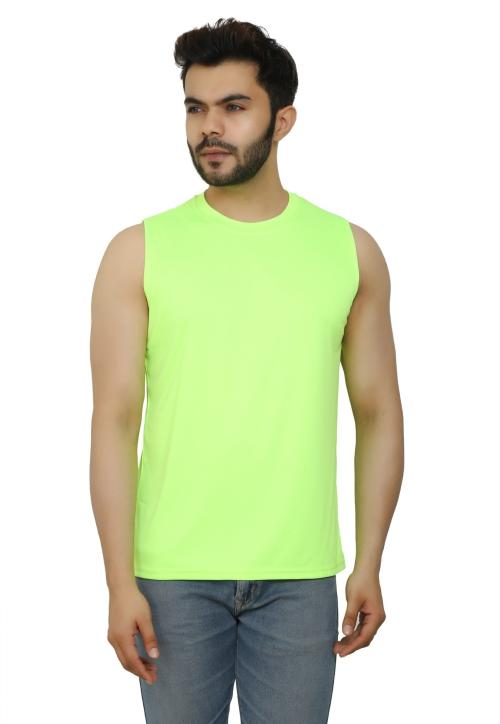 PRIME PLUS Neon Green Solid Polyester Round Neck Sando Vest - XL