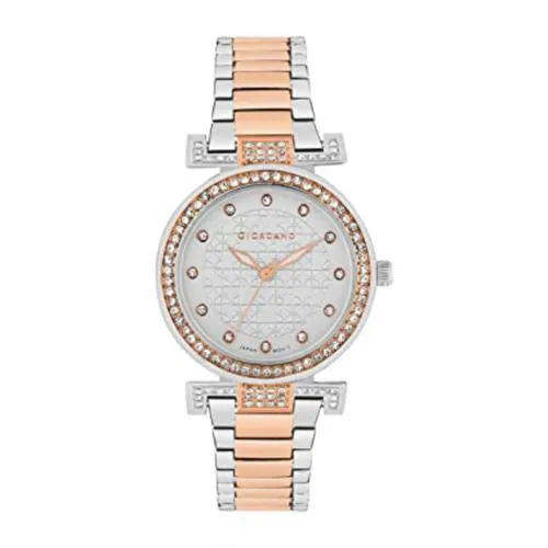 Giordano Analog White Dial Rose Gold Strap Watch For Women