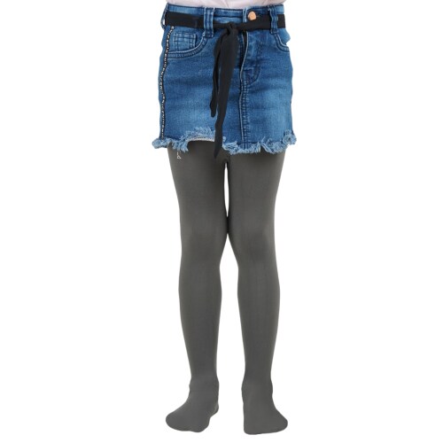 NEXT2SKIN Girl's Spandex Stretch Fit Tights Pantyhose Stockings (Dark Grey, 3-6 Years)