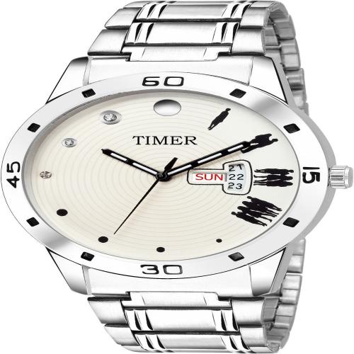 TIMER Elegance Analog Dial Functioning Stainless Steel Chain Watch for Men