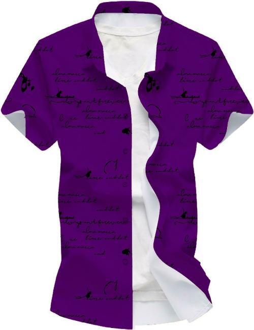Blue Dove Men Purple Printed Cotton Lycra Casual Shirt