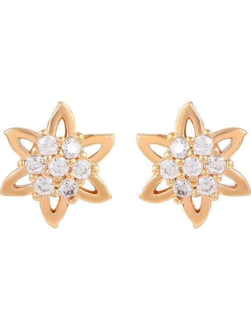 ADMIER 1 micron gold plated star shape design cz studded fashion designer stud earrings for girl women.