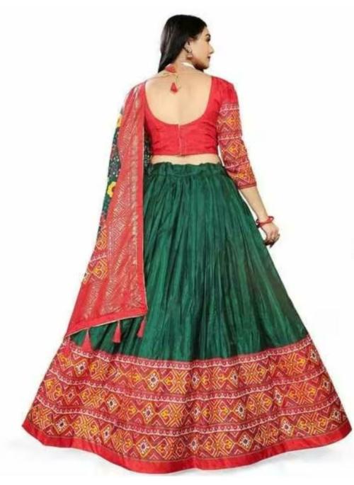 Shikshapatri Lehenga Choli/Chaniya Choli For Womens Dola Silk With Patola Printed With Foil Work For Special Navratri (Green)