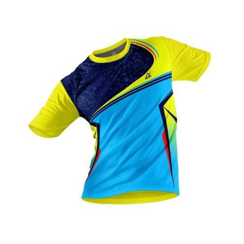 JJ TEES Polyester Half Sleeve Jersey with Round Collar and Digital Print All Over for Men (Color: Neon Yellow, Navy Blue and Blue)