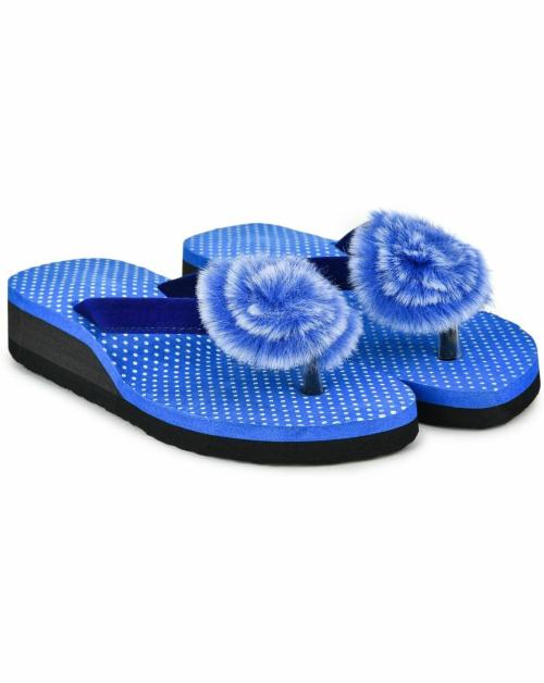 Drip Cross Blue Women Flip Flops - UK 6