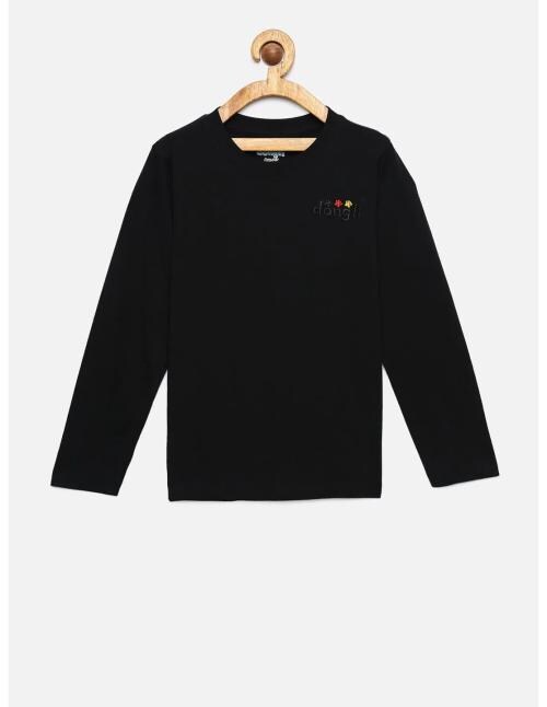 DONGLI Full Sleeve Black top Boys Casual Pack of 1 Tshirts