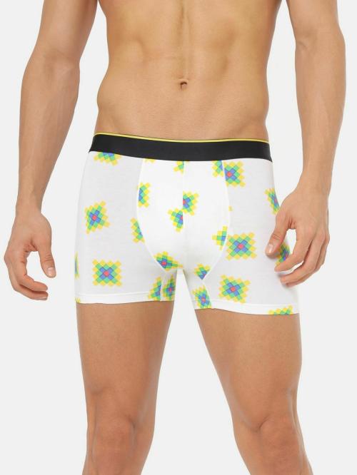 Bummer Deja Vu White Printed Modal Trunks for Men