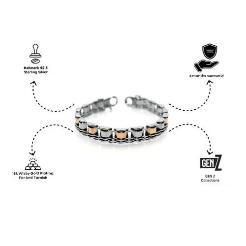 Versavia Stylish 1.925 Sterling Classic Men's Silver Bracelet | Anti Tarnish 2.18k White Gold Plating Bracele | Perfetc Gift For Man 8.5 Inch