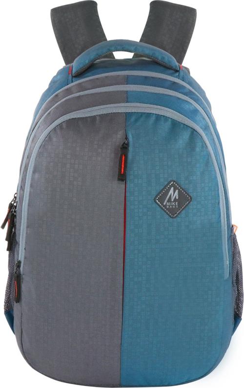 Mike Bags Grey And Blue Polyester Jupiter Laptop Backpack With Laptop Sleeve - 30 L