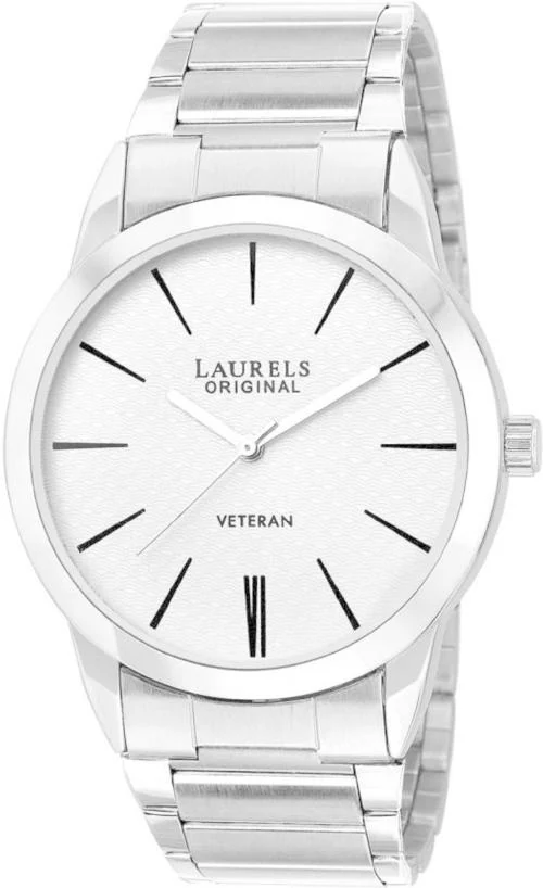 LAURELS SILVER DIAL SILVER STAINLESS STEEL CHAIN MEN'S WATCH