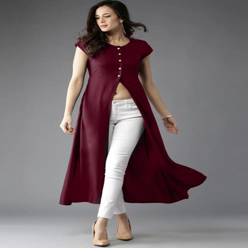 BELADIYA FASHION Crepe High Side Slit Straight Kurta Dress