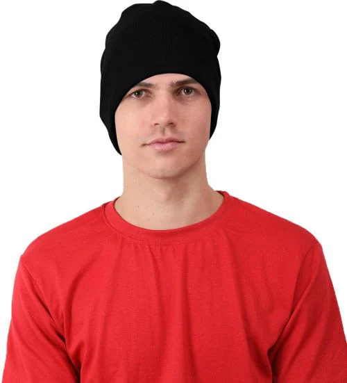Buy The Blazze Men Black Lycra Rib Skull Cap (Pack Of 1) Online at Best