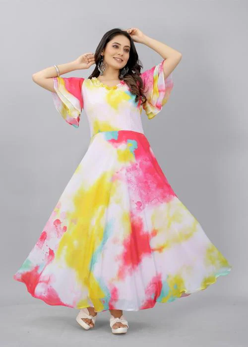 Aika Women's Weightless Digital Print Readymade Gown