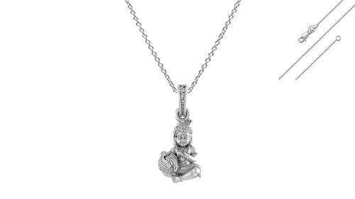 A Akshat Sapphire Sterling Silver Laddu Gopal Chain with Pendant Suitable For Womens