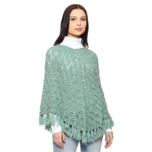 VaishnowHand Modern Design Pullover Poncho for Women Winter wear || Crochet Handmade Woolen Poncho for Women (TSHIRTS-Purple-M)