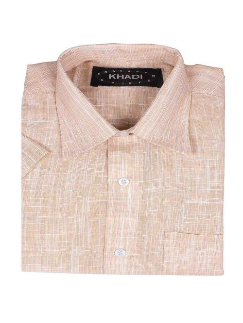 PRAKASAM COTTON - Garment Stone Enzyme Washed Regular fit Khadi Half Sleeve Shirt (Off White)