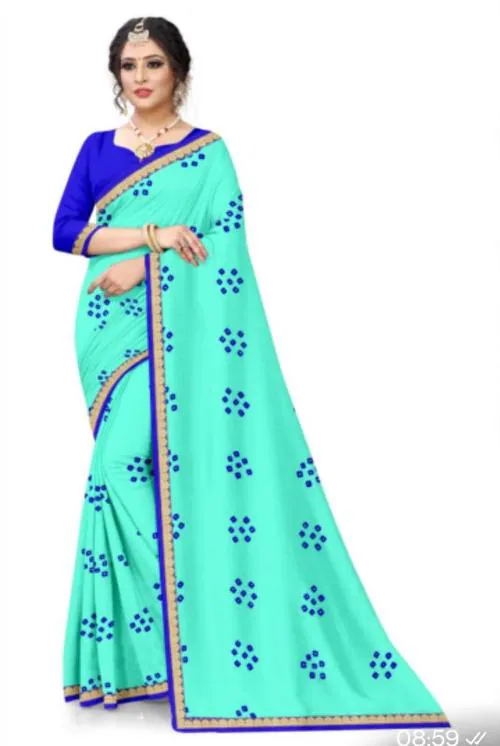 Buy Rashididi Women Blue Printed, Geometric Print Georgette Bandhani ...