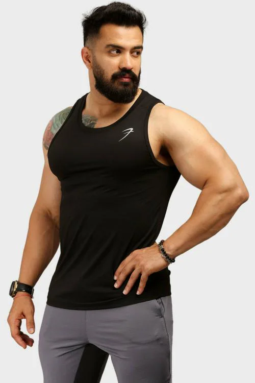 Fuaark Light Tank Sports and Gym Vest for Men Black