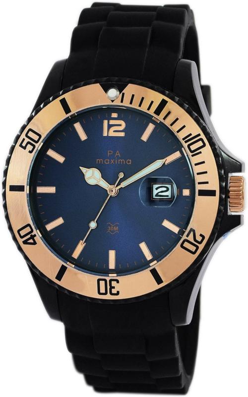 Maxima Analog Blue Dial Black Strap Watch For Men (O-57374PPGN)