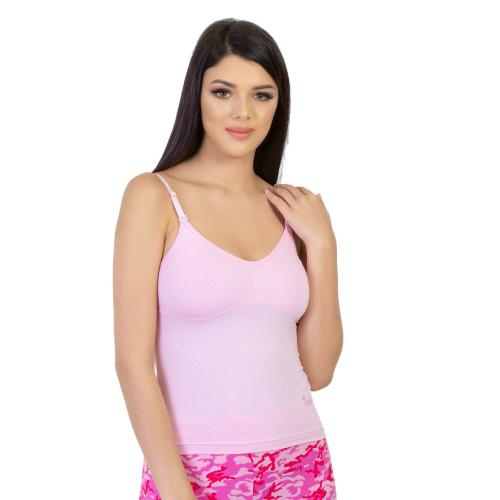Envie Women And Girls Cotton Casual Camisole Neck Slip With Adjustable Strap Tank Top Pink