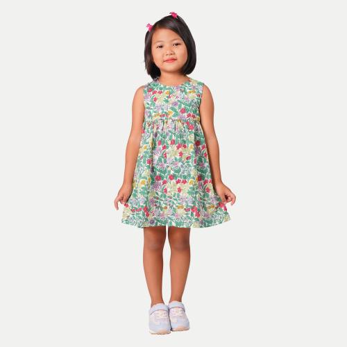 Rad Prix Girls Green Floral Printed Summer Dress