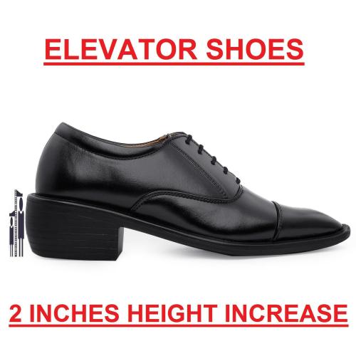 Bxxy Black Men's Height Increasing Elevator Formal Office Wear Lace-Up Shoes