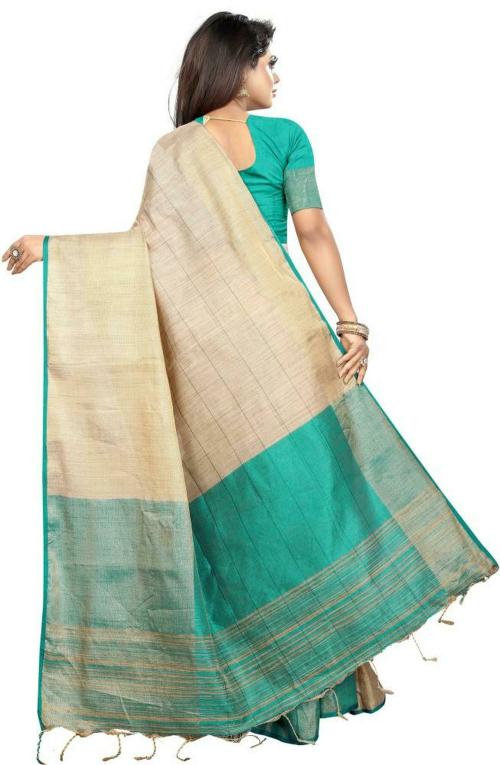 Pandadi Saree Women Green Woven Tussar Silk Kerala Saree