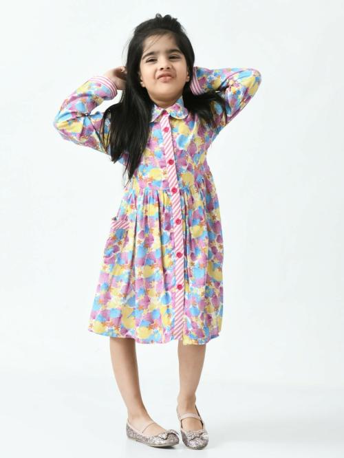 Bella Moda Cotton Casual Fit And Flair Floral and Leave Full sleeve