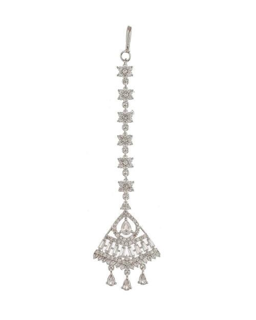 Buy Silvermerc Designs Women Gold Plated Brass Stone Embellished Maang