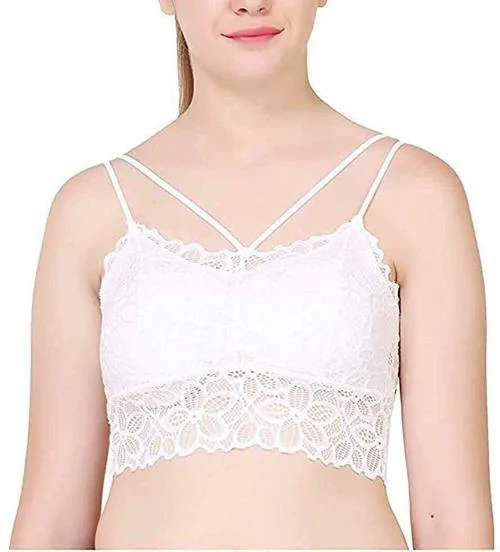 JENELLE Women White Net Lightly-Padded Bra (32)