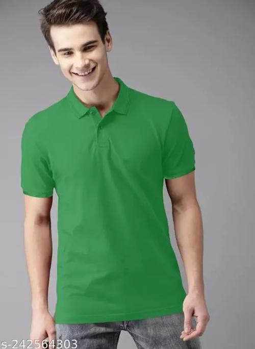 Keoti Poly-Cotton(Mattey) Fabric Polo Collar T-shirt For Men, Casual wear, Formal wear (Green, XXL)