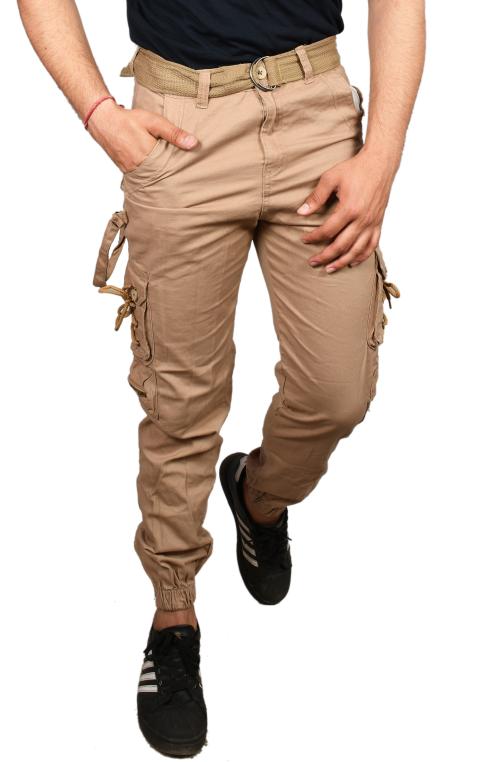 Sagvish Mens Light Gold Cargo Jogger 32
