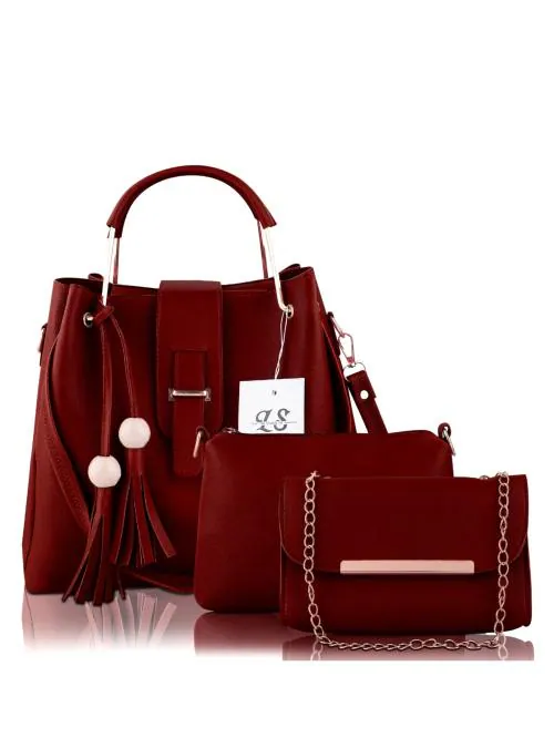 LIVE FASHION Women Maroon Shoulder Bag - Regular Size  (Pack of: 3)
