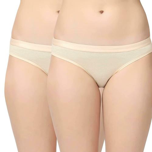 ANTAR Women Nude Hemp, Organic Cotton, Lycra pack of 2 Panty, Large