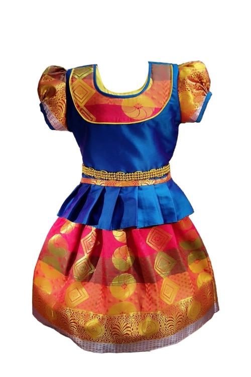 Woodvin Traditional Silk Cotton Pattu Pavadai set-Karthika Pattu_Ramar Blue- 4-5 Y