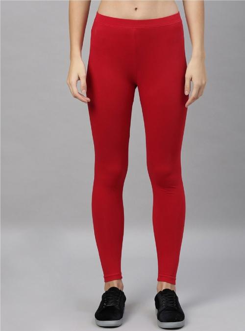 Fash Lady Tailored Cut & Classic Fit Super Stretchable Cotton Leggings for Women and Girls (Red)