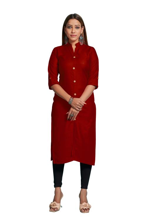 Reeta Fashion Maroon Color Rayon Plain Kurti For Women