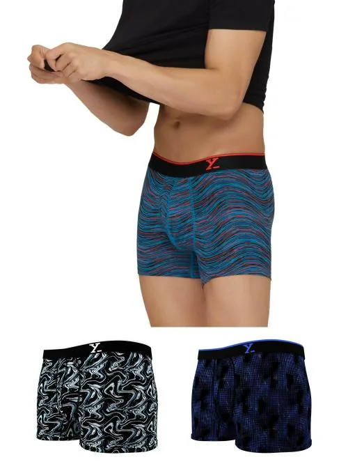 XYXX Men's Multicolor Printed Micromodal Pack of 3 Trunks JioMart